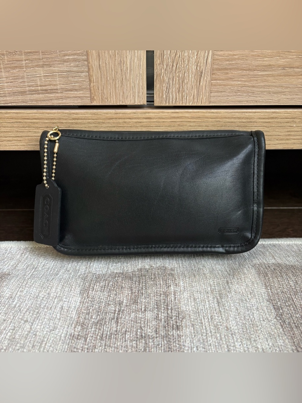 COACH Vintage Chunky Case Black Leather Cosmetic Makeup Travel Case 7165 *READ*